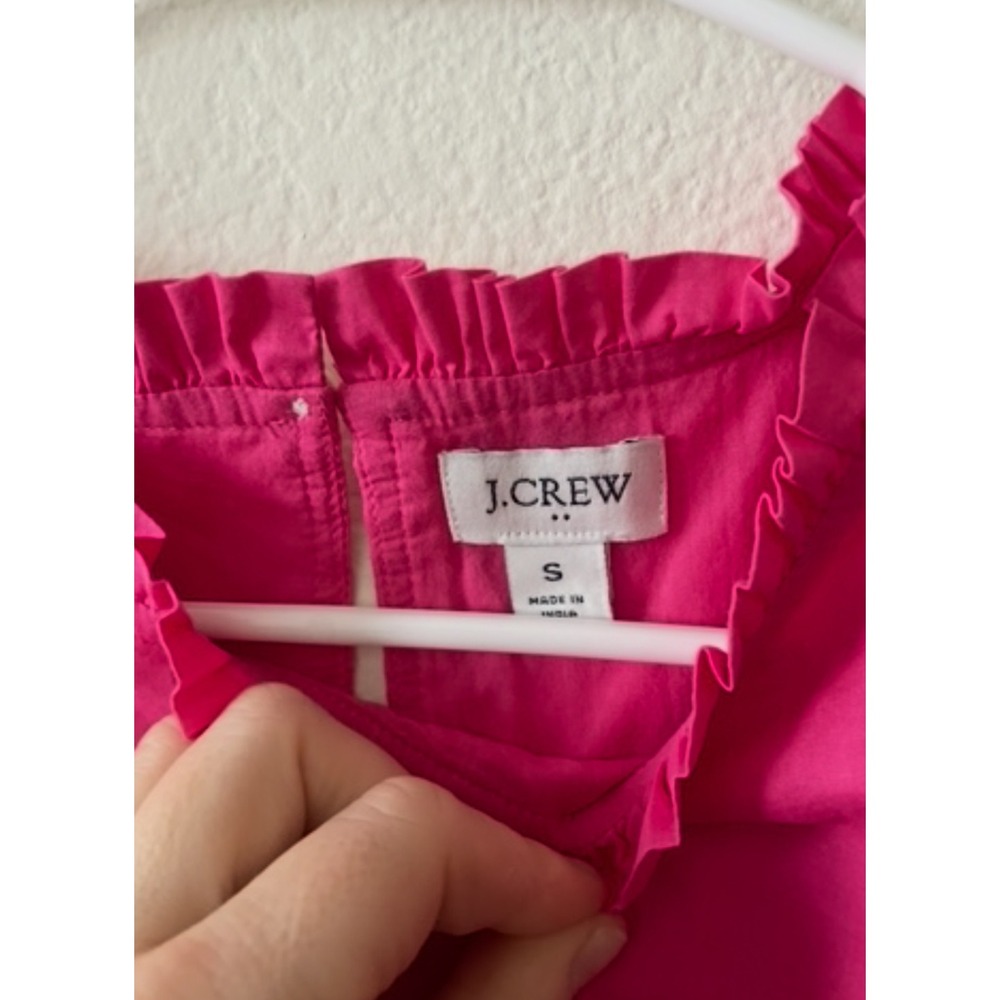 J.Crew Pink Sleeveless Ruffle Neck Top Floral Eyelet Scallop Hem Small - Picture 3 of 4